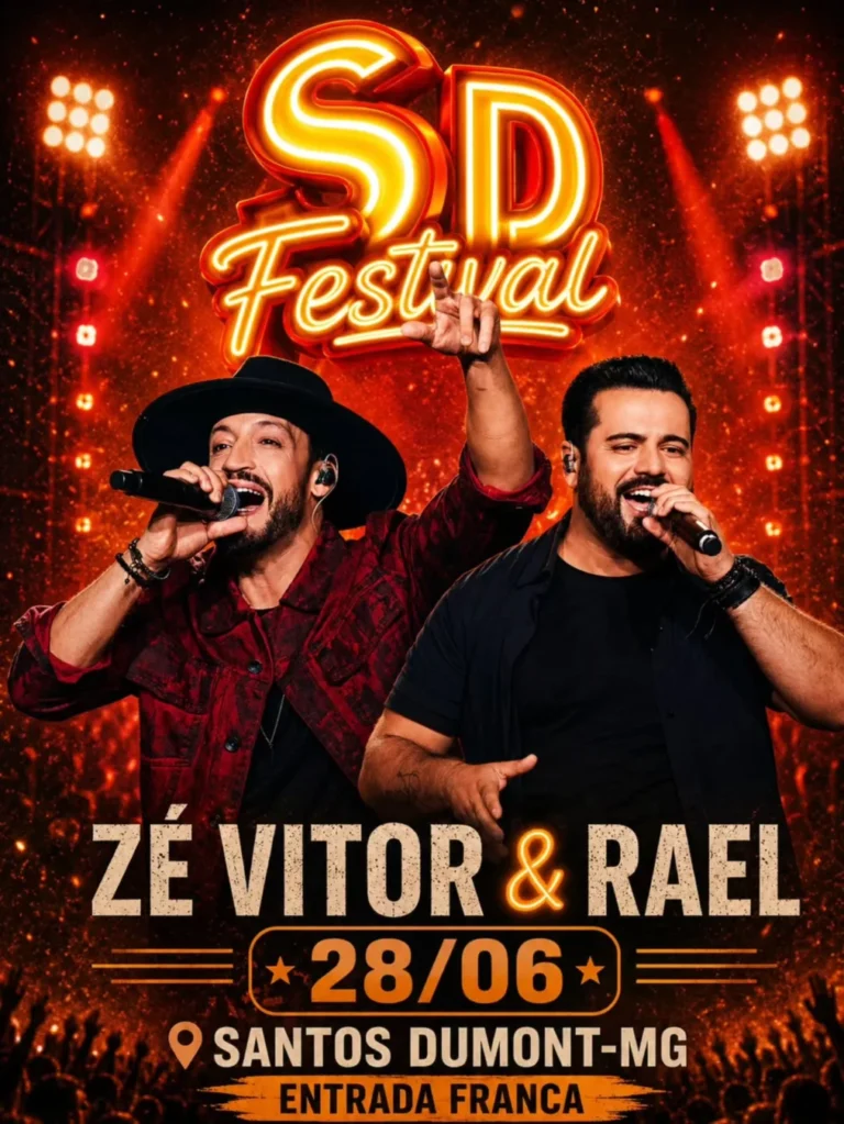 programação do 2º SD Festival 2026 em Santos Dumont MG de 26 a 28 de junho. Shows gratuitos