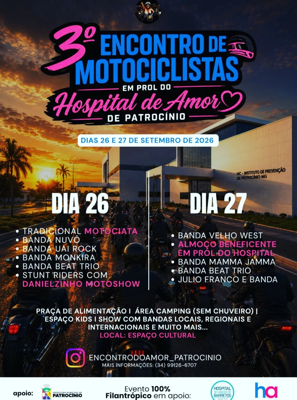 3º Encontro de Motociclistas de Patrocínio 2026 1 Encontro de Motociclistas Patrocinio 2026 - Encontro de Motociclistas no Espaço Cultural