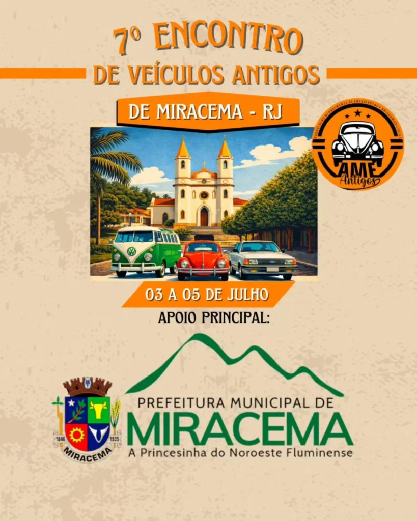 7° Encontro de Veículos Antigos de Miracema 2026: Datas e Atrações