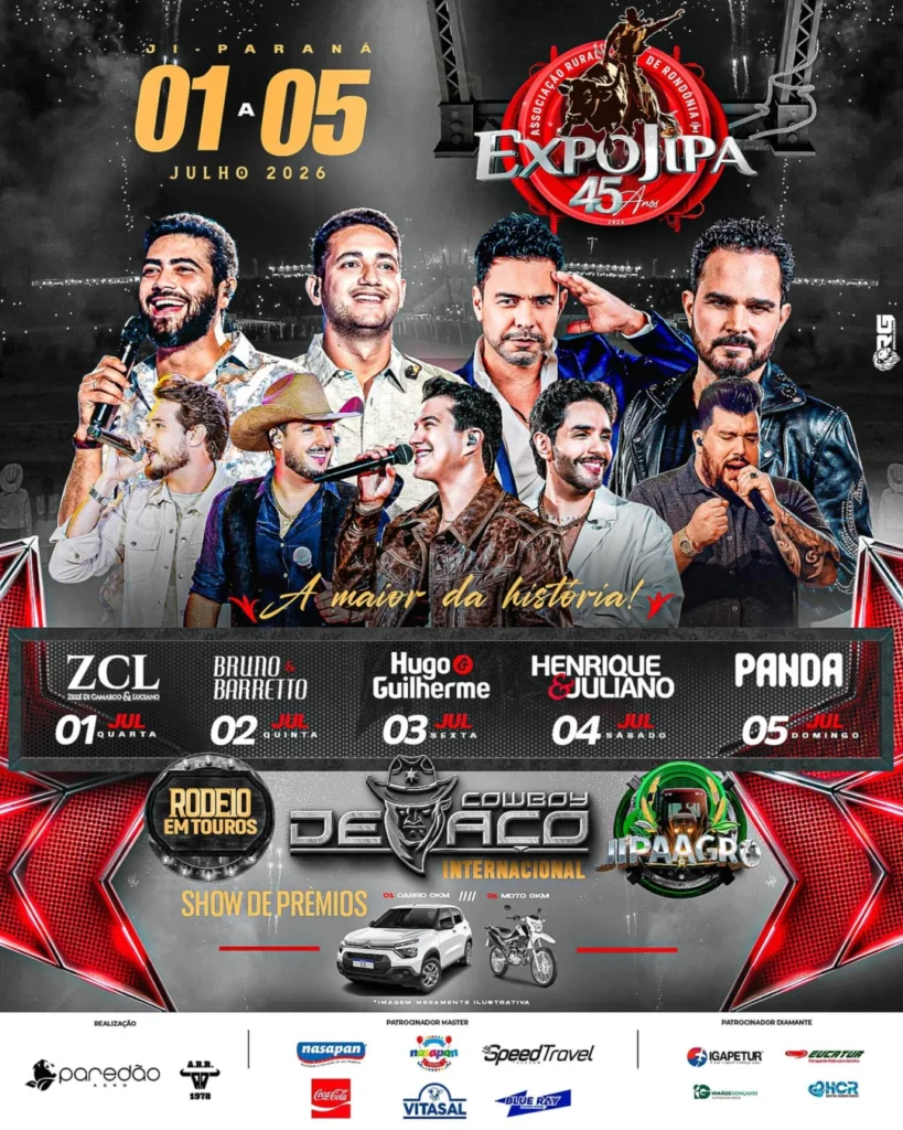 Expojipa Ji-Paraná 2026: Shows e Programação
