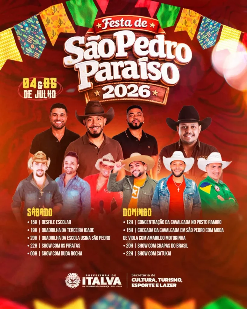 Festa de São Pedro Paraíso Italva 2026