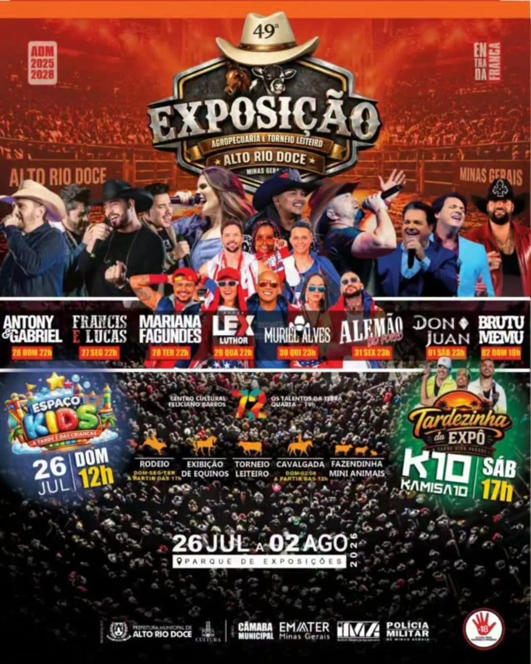 Expo Alto Rio Doce 2026 - Programação da Exposição Agropecuária de Alto Rio Doce