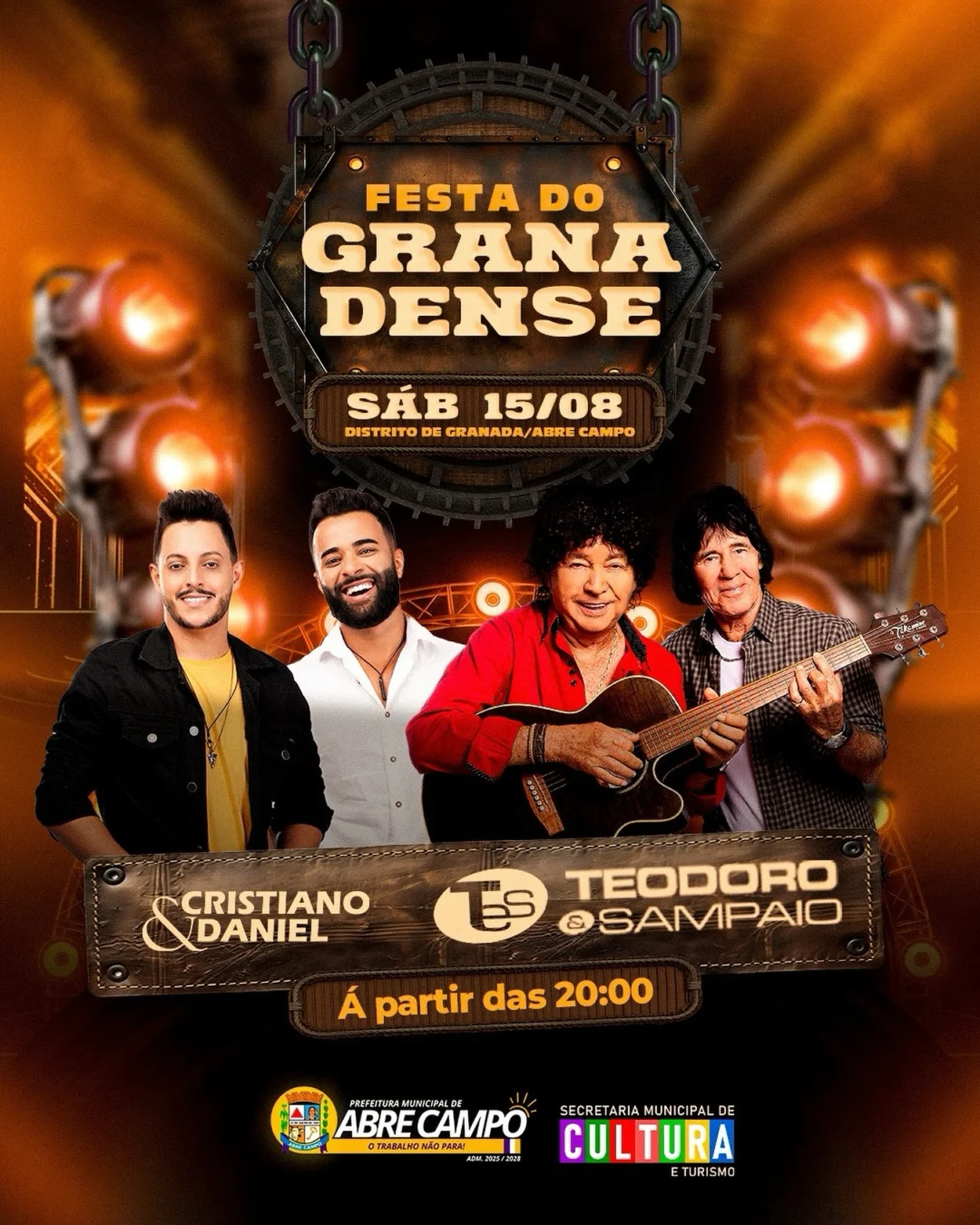 Festa do Granadense 2026 - Cartaz oficial da Festa do Granadense com Teodoro e Sampaio