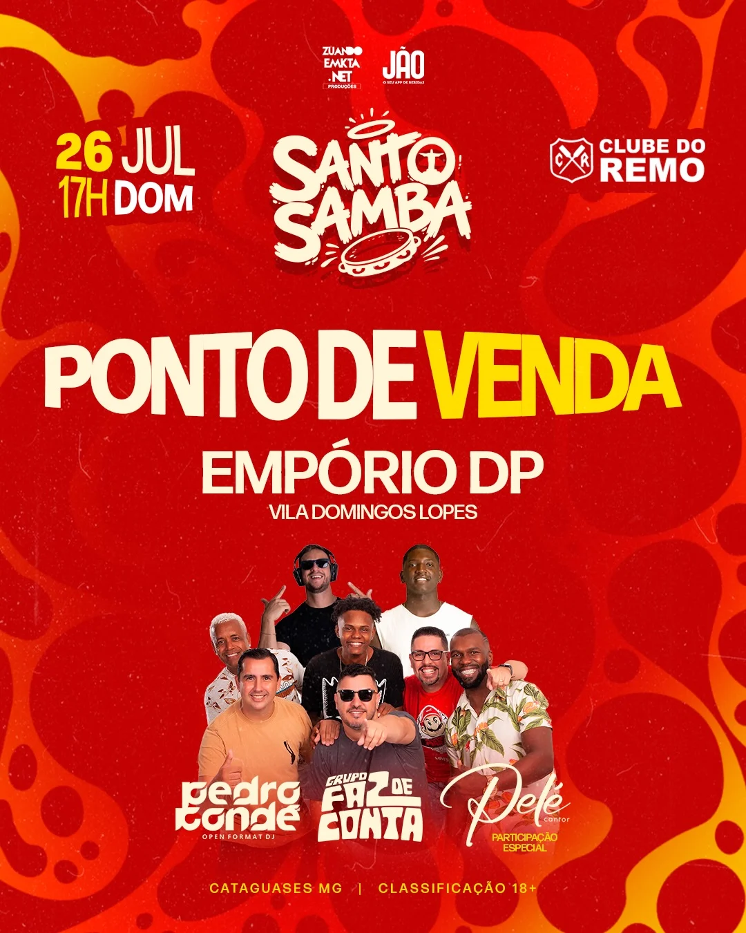 Santo Samba no Clube do Remo 2026 - Roda de samba com o Grupo Faz de Conta animando o público no Clube do Remo em Cataguases
