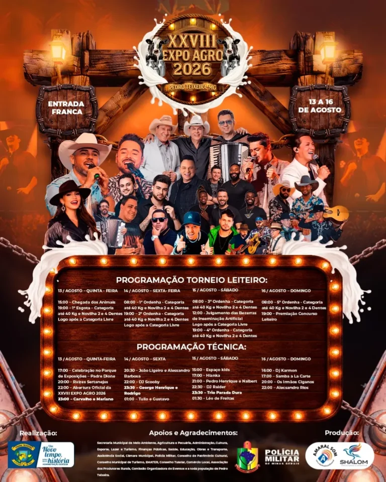 XXVIII Expo Agro Pedro Teixeira 2026: Programação Completa
