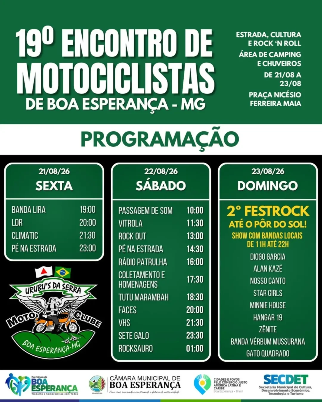19º Motofest Boa Esperança 2026 Encontro Nacional de Motociclistas cartaz oficial
