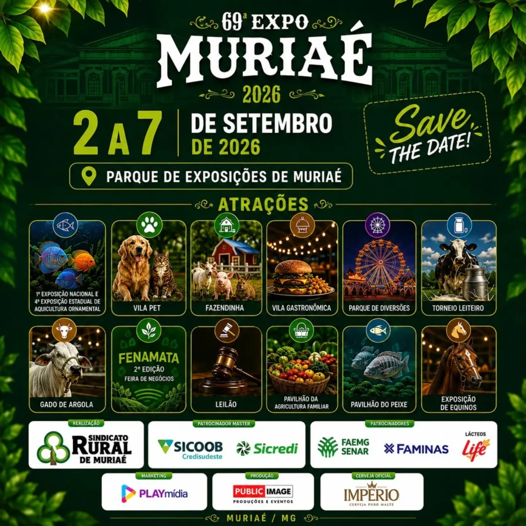 69ª Expo Muriaé 2026 - Cartaz oficial da exposição agropecuária