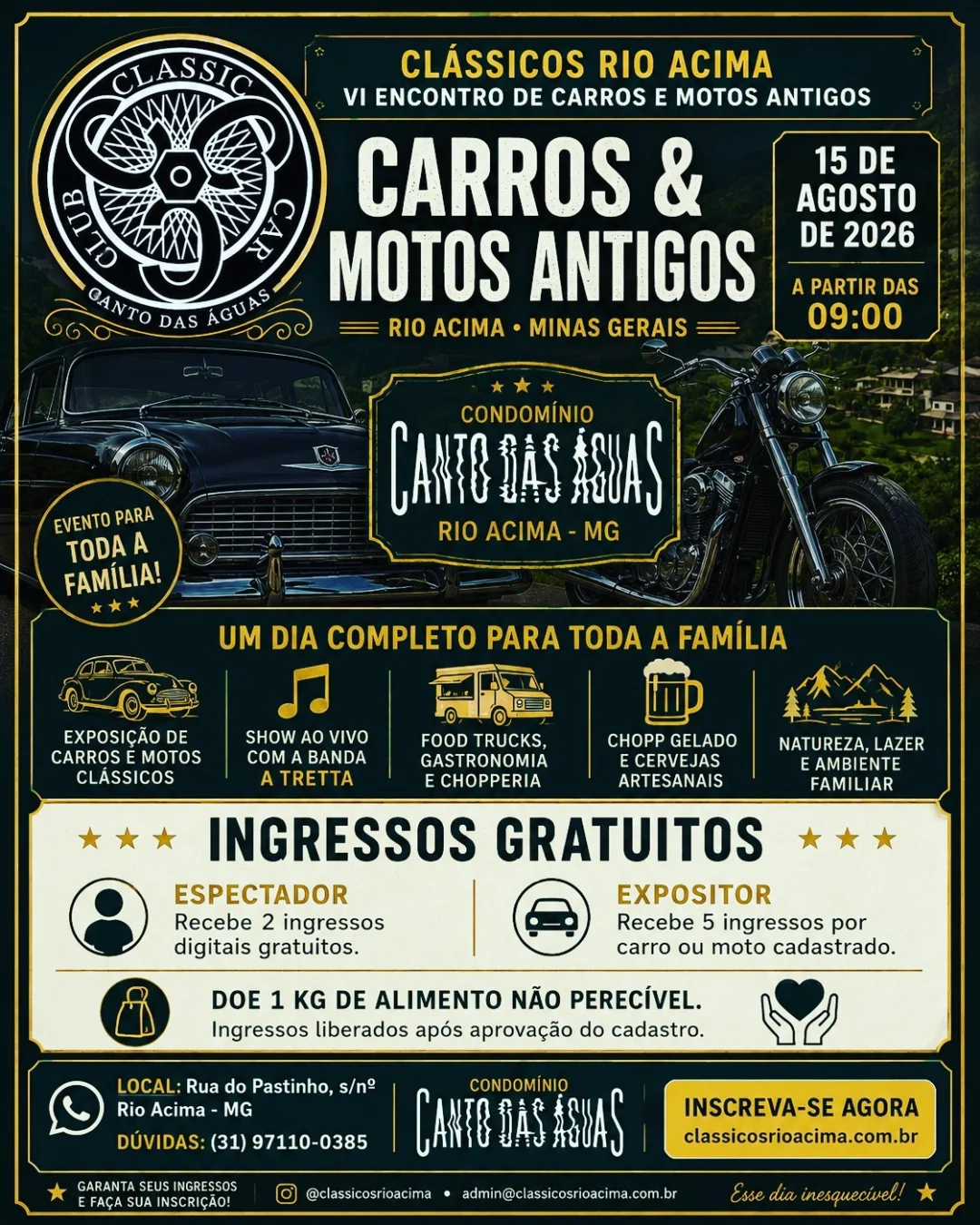 Cartaz do 7º Encontro de Motos e Carros Clássicos Rio Acima