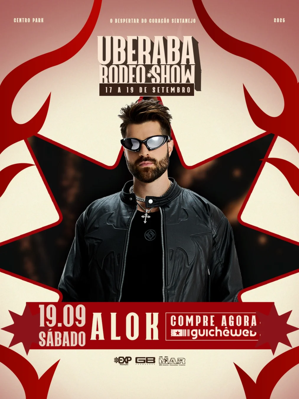Alok Uberaba Rodeo Show 2026 - Cartaz oficial do show do DJ Alok no Centro Park