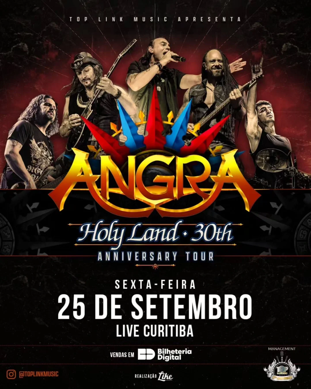 Angra na Live Curitiba 2026 - Cartaz comemorativo de 30 anos