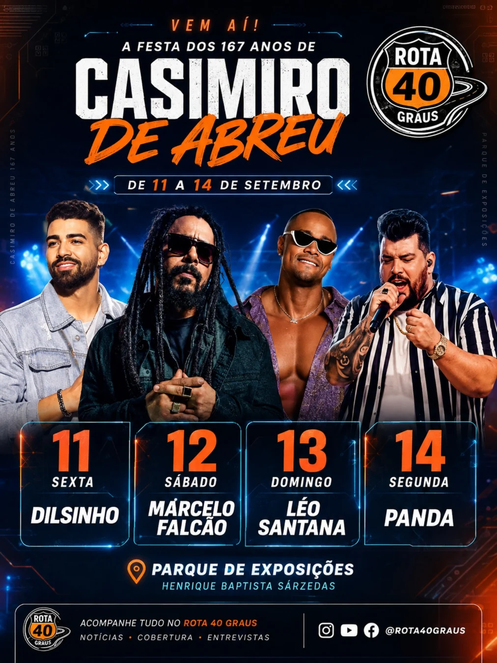 Aniversário Casimiro de Abreu 2026 - Programação de 167 anos