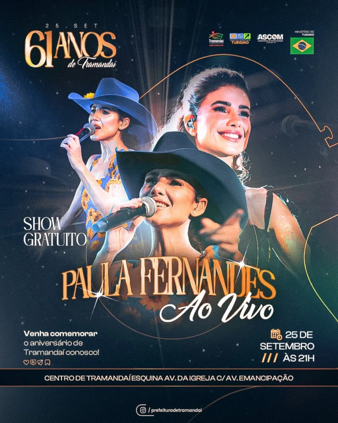 Aniversário de Tramandaí 2026 - Cartaz oficial do show de Paula Fernandes