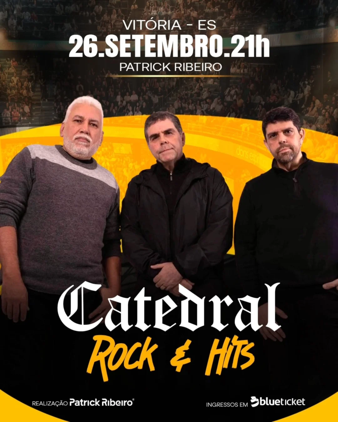 Banda Catedral Vitória 2026 - Cartaz oficial da turnê Rock & Hits no Espaço Patrick Ribeiro