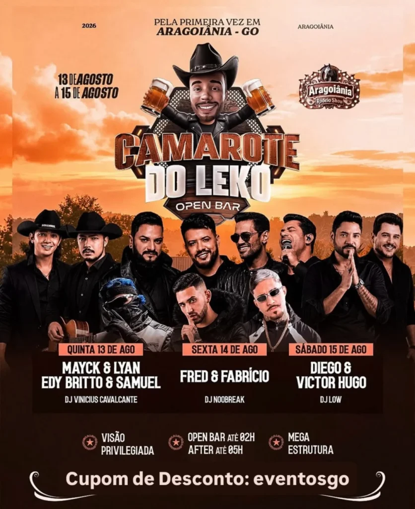 Histórico de Eventos 10 Camarote do Leko Aragoiânia 2026: Shows e Rodeio