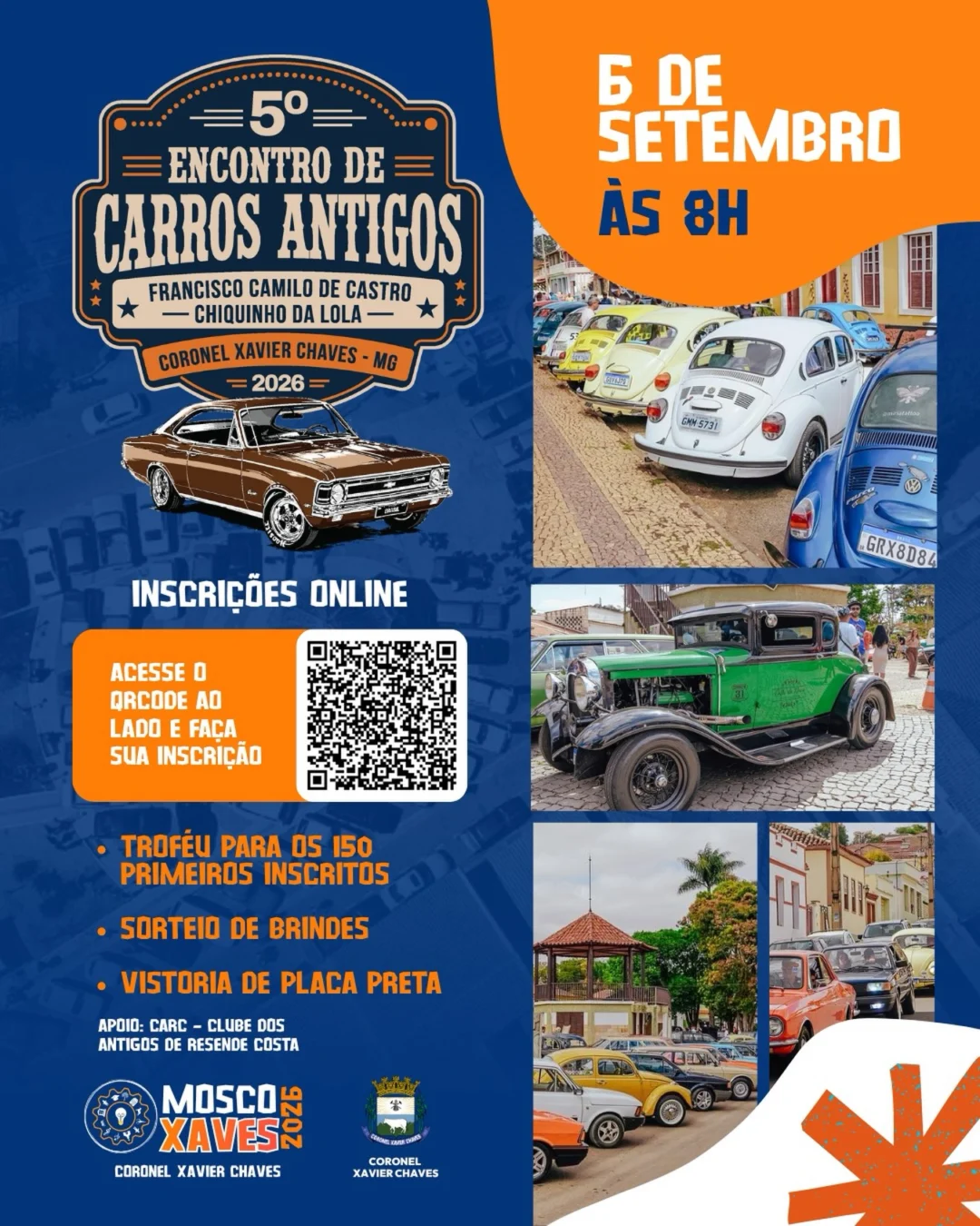 Carros Antigos Xavier Chaves 2026 - Cartaz oficial do 5º Encontro no Moscoxaves