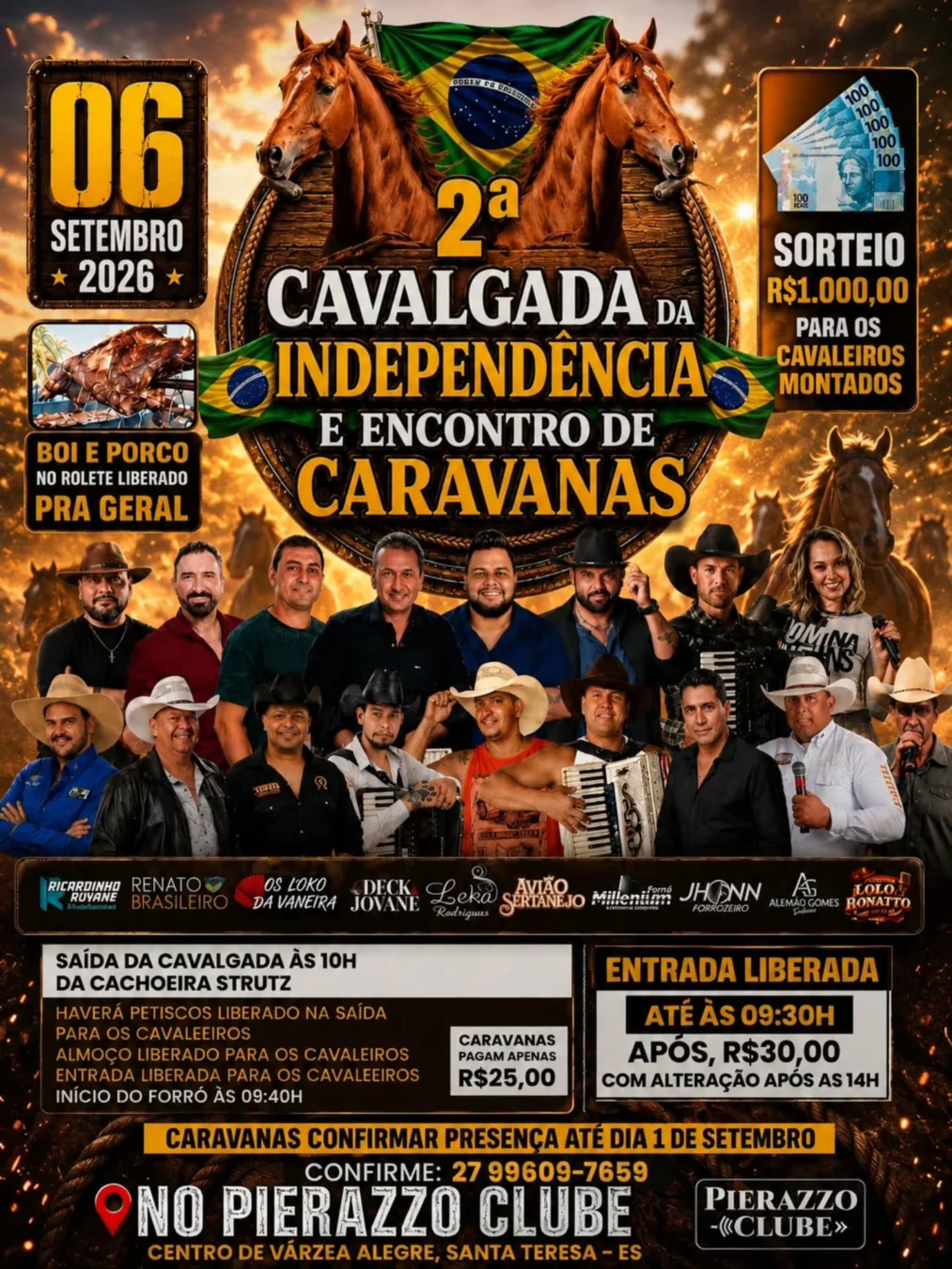 Cavalgada Santa Teresa 2026 - Cartaz oficial da 2ª Cavalgada da Independência no Pierazzo Clube