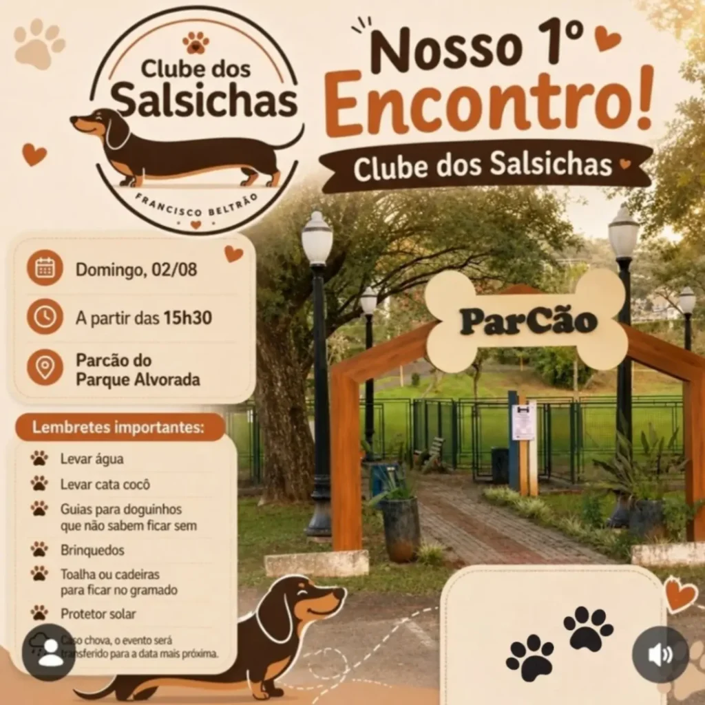 Clube dos Salsichas Francisco Beltrão 2026: Encontro Pet
