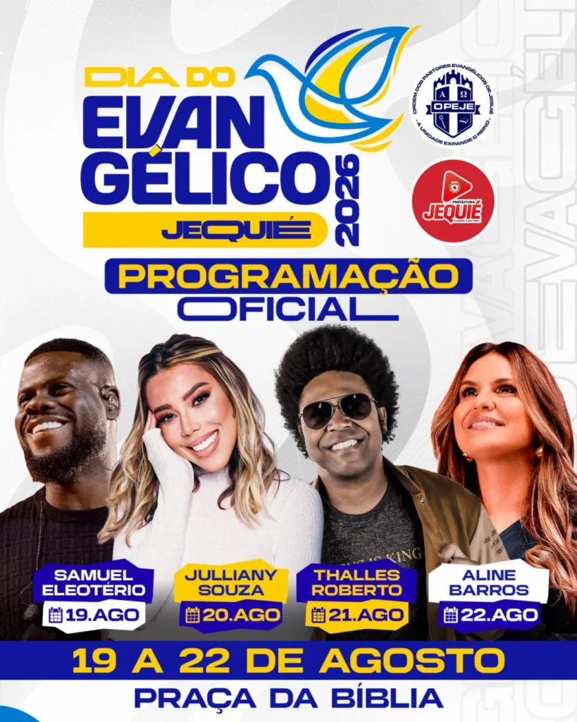 Dia do Evangélico de Jequié 2026: Shows Gospel