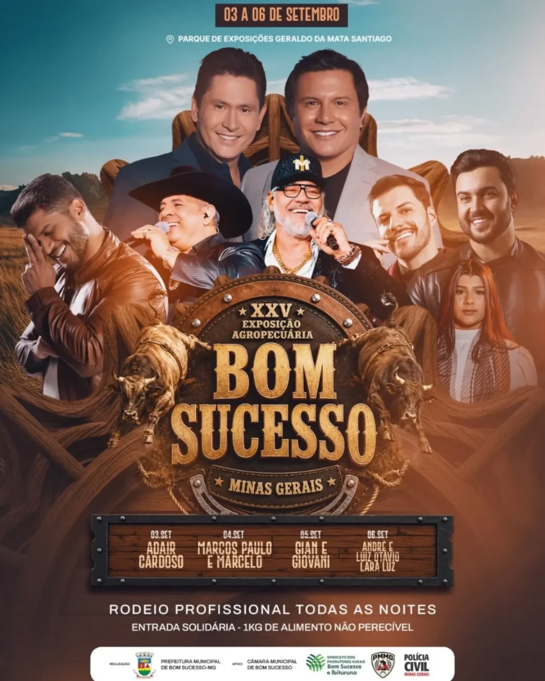 Expo Bom Sucesso 2026 - Cartaz oficial da 25ª Exposição Agropecuária de Bom Sucesso