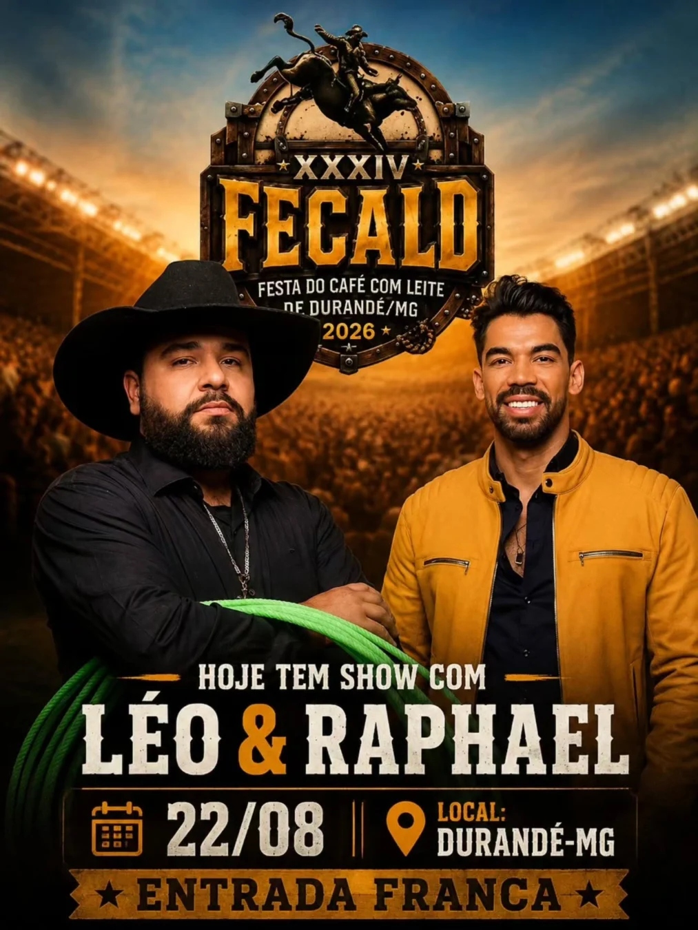 Expo Durandé 2026: Show com Léo e Raphael 1 Expo Durandé 2026 - Cartaz oficial do show de Léo & Raphael na Exposição Agropecuária