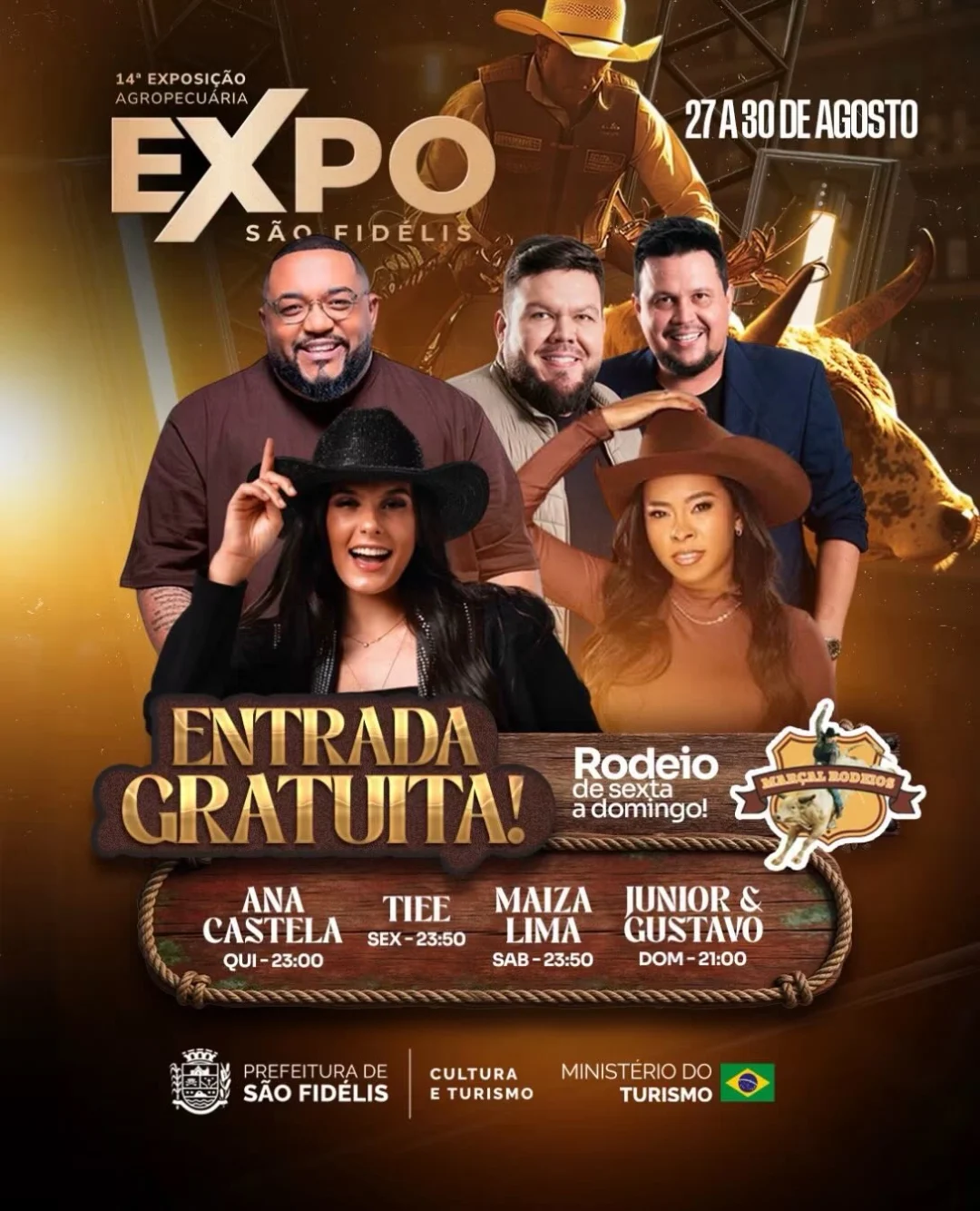 Expô São Fidélis 2026 - Cartaz oficial do evento com programação de shows de Ana Castela e Tiee
