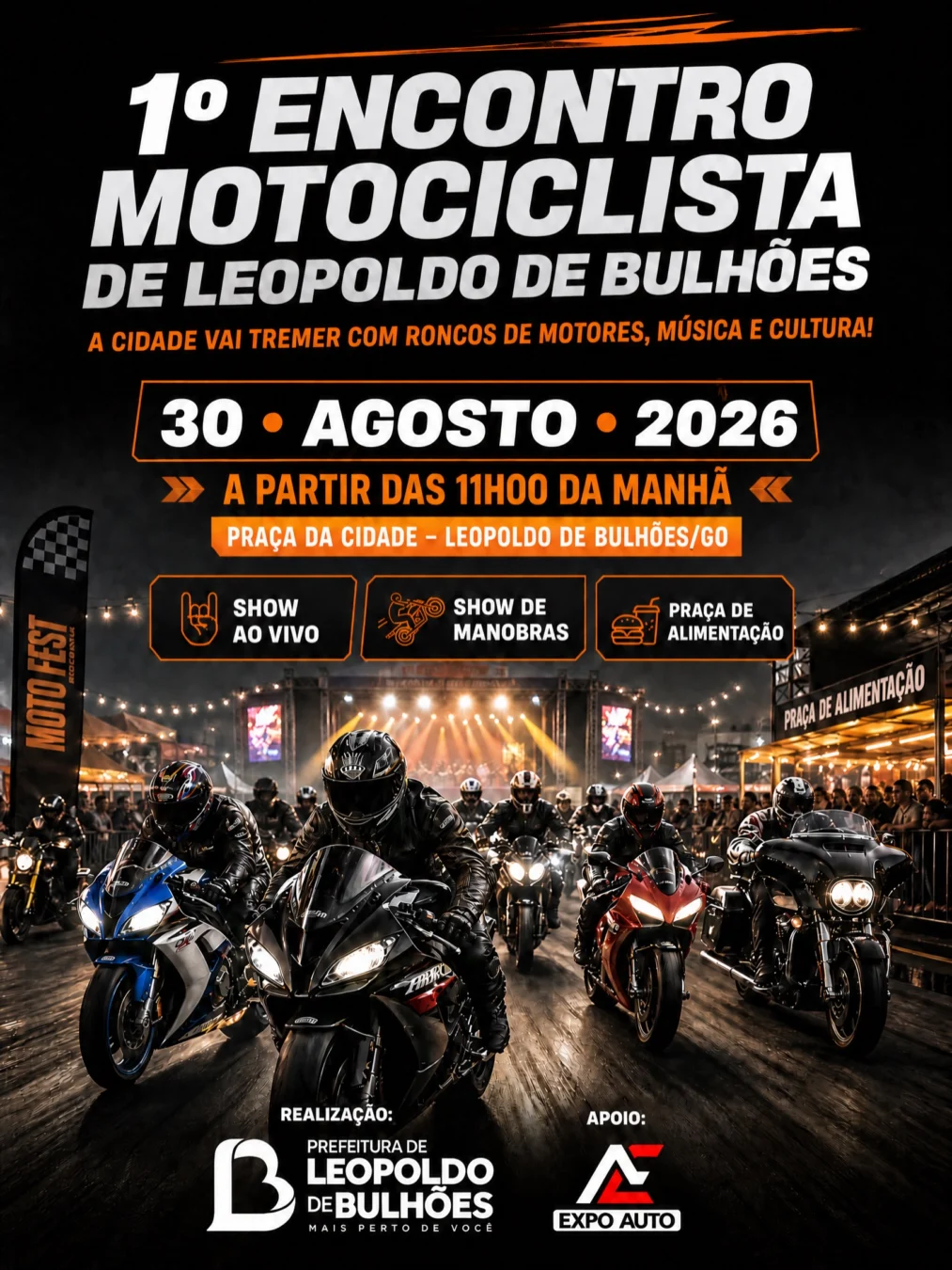 ExpoAuto Leopoldo de Bulhões 2026: Shows 1 ExpoAuto Leopoldo de Bulhões 2026 - Cartaz oficial do encontro de motos e carros