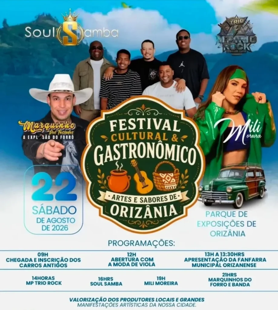 Festival de Orizânia 2026: Artes e Sabores