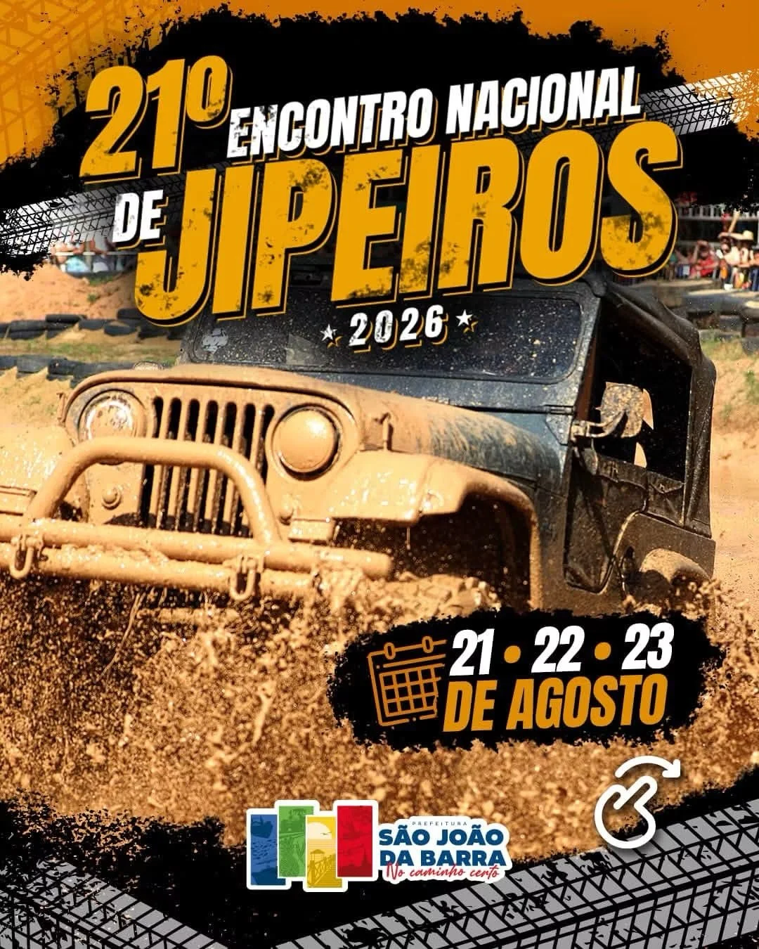 Jipeiros São João da Barra 2026 - Cartaz do 21º Encontro Nacional de Jipeiros com programação off-road