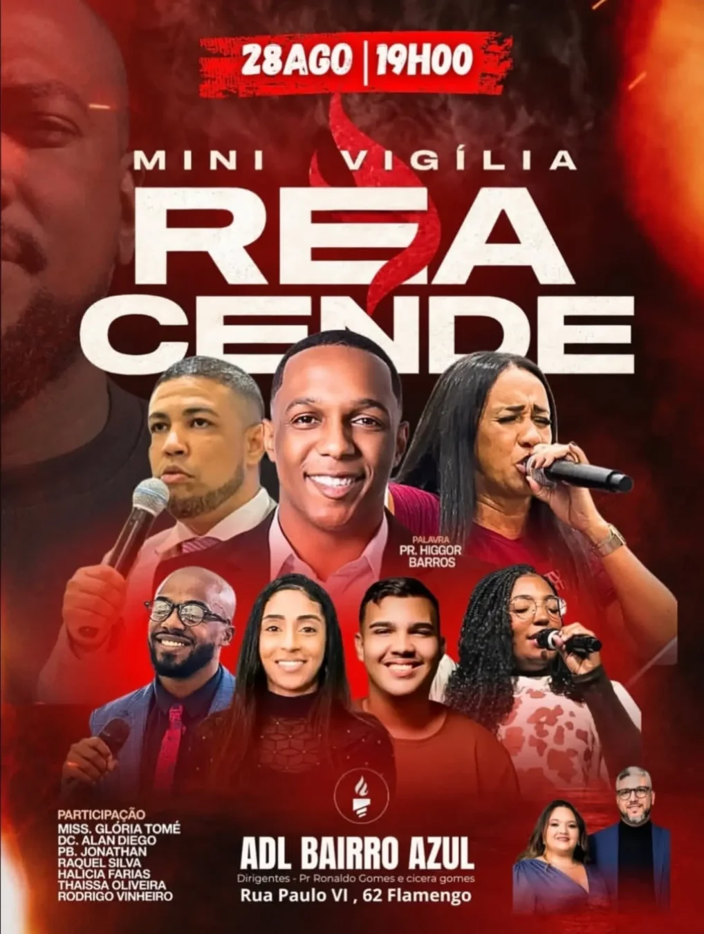 Mini Vigília Reacende RJ 2026 - Cartaz oficial do evento religioso no Flamengo