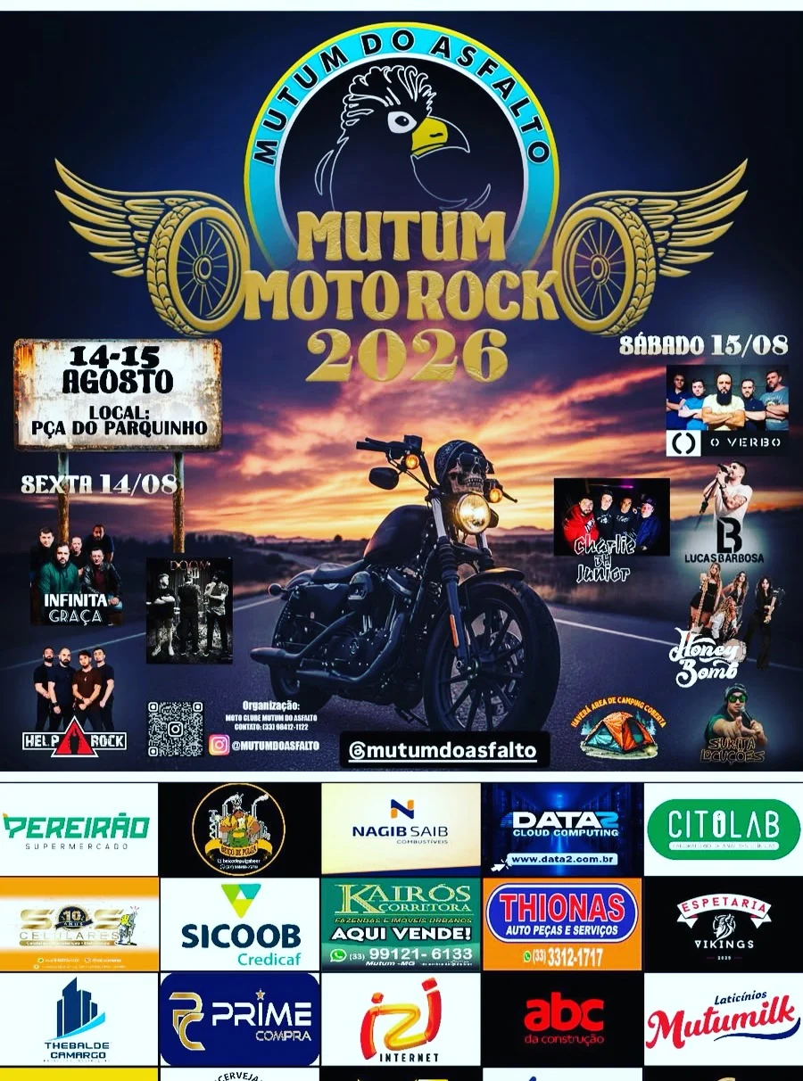 Mutum Moto Rock 2026 - Cartaz oficial do encontro de motociclistas em Mutum (MG)