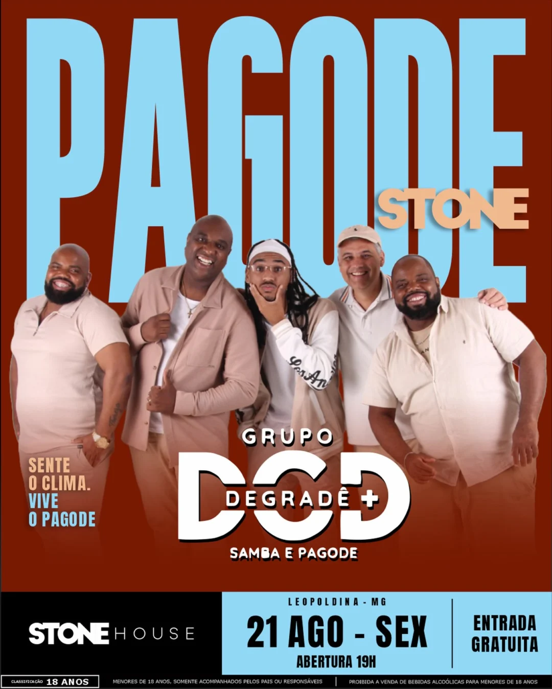 Pagode Stone Leopoldina 2026 - Cartaz oficial do show gratuito do Grupo Degradê na Stone House