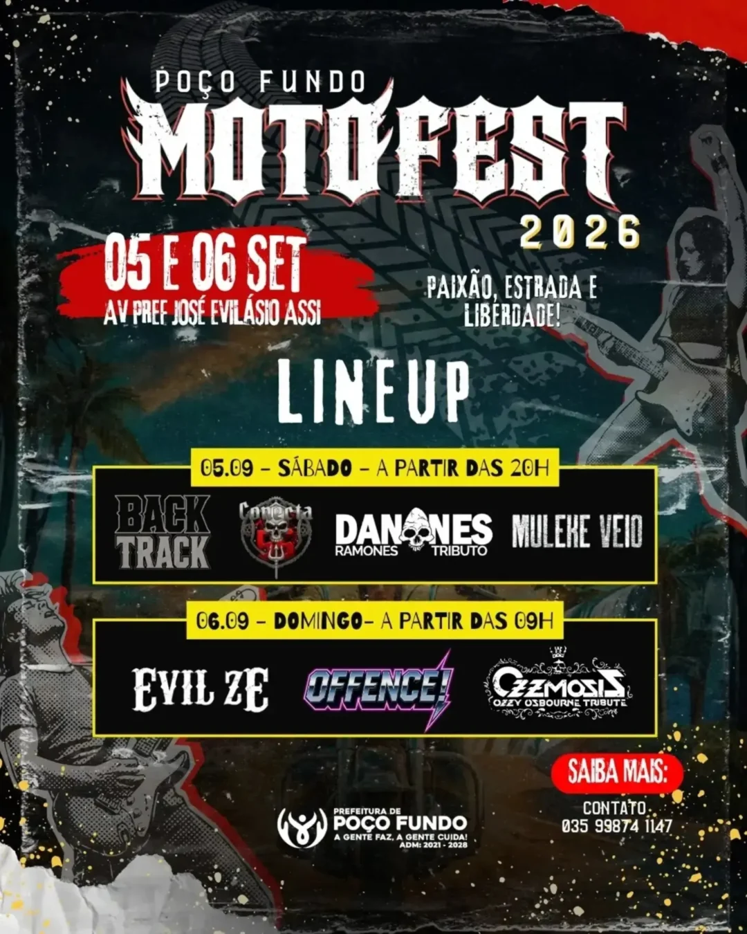 Poço Fundo Motofest 2026 - Cartaz oficial do encontro de motociclistas com programação de shows