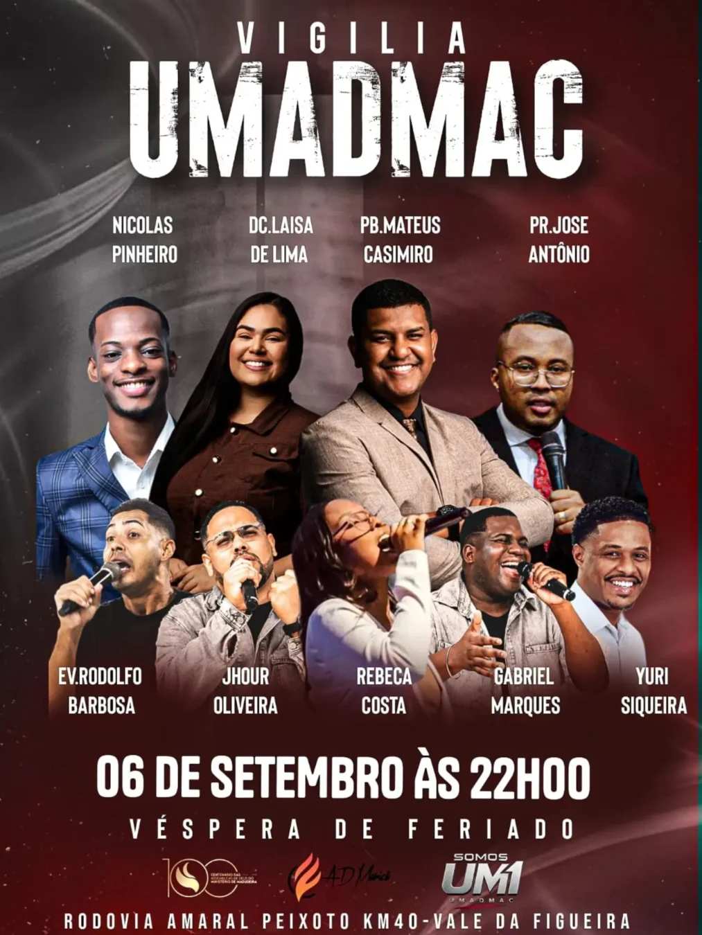 Vigília UMADMAC Maricá 2026 - Cartaz oficial do encontro jovem no Vale da Figueira em Maricá