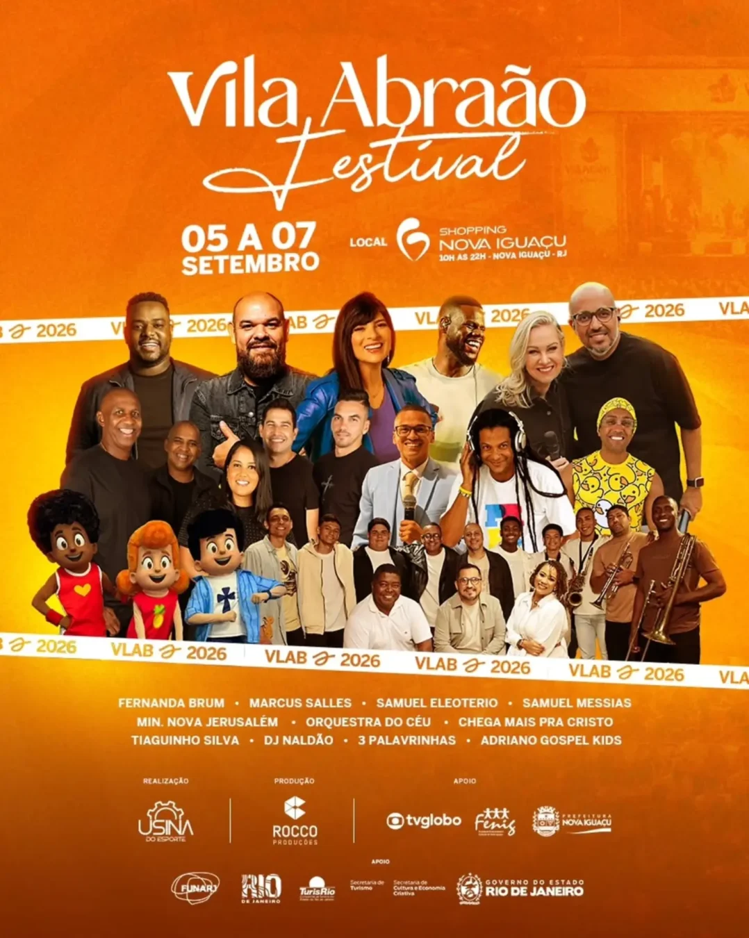Vila Abraão Festival Nova Iguaçu 2026 - Cartaz oficial do evento no Shopping Nova Iguaçu