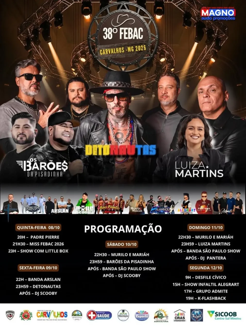38ª FEBAC Carvalhos 2026 - Cartaz oficial da Festa do Boi de Carvalhos (MG)