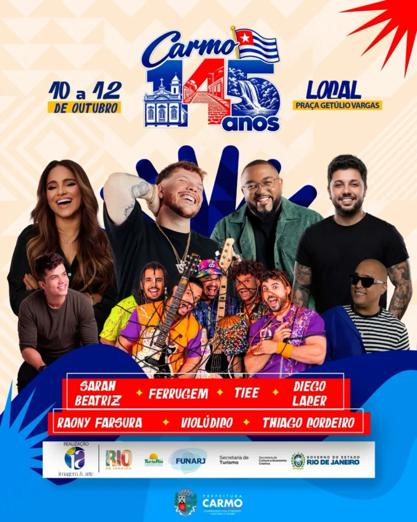 Histórico de Eventos 6 Aniversário de Carmo 2026: 145 Anos e Shows
