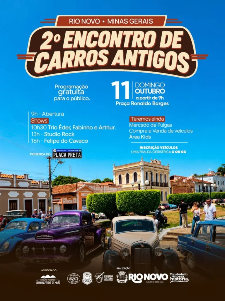 Encontro Carros Antigos Rio Novo 2026: 2ª Edição