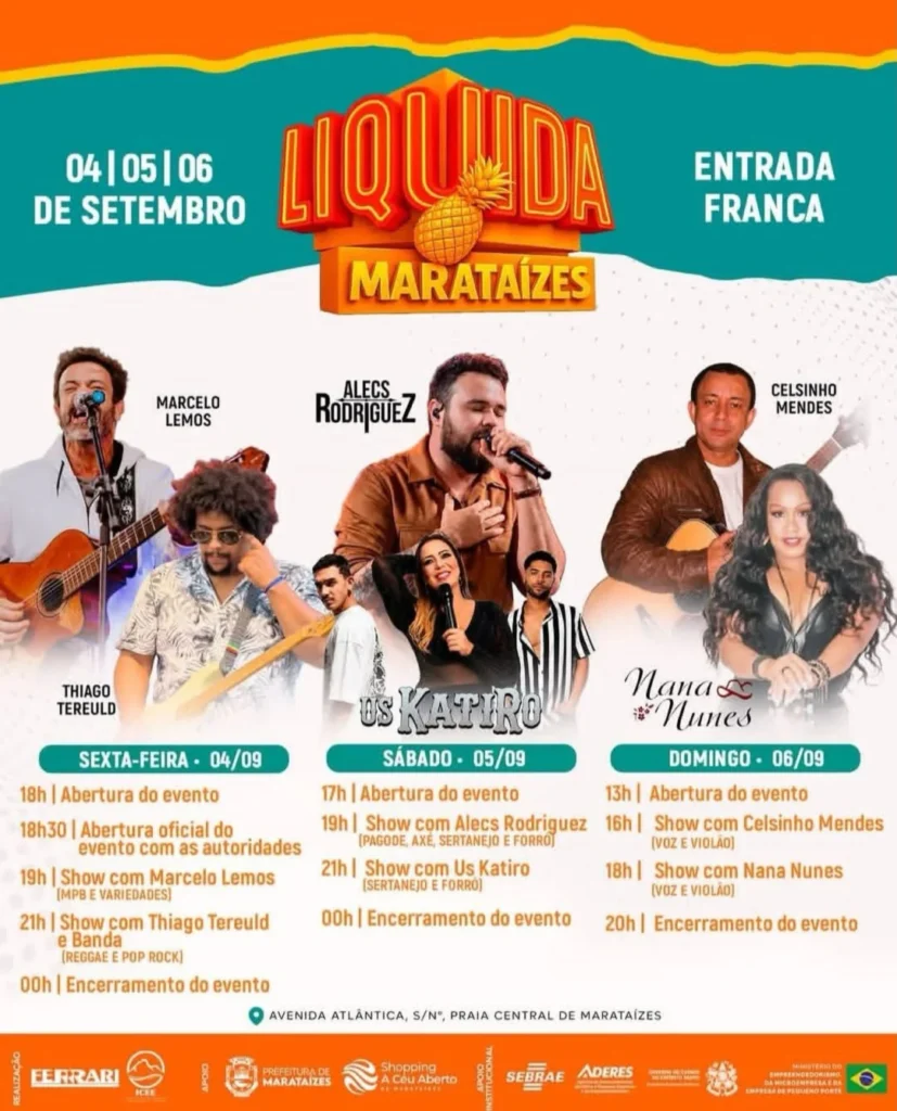 Feriadão em Marataízes 2026: Shows na Praia