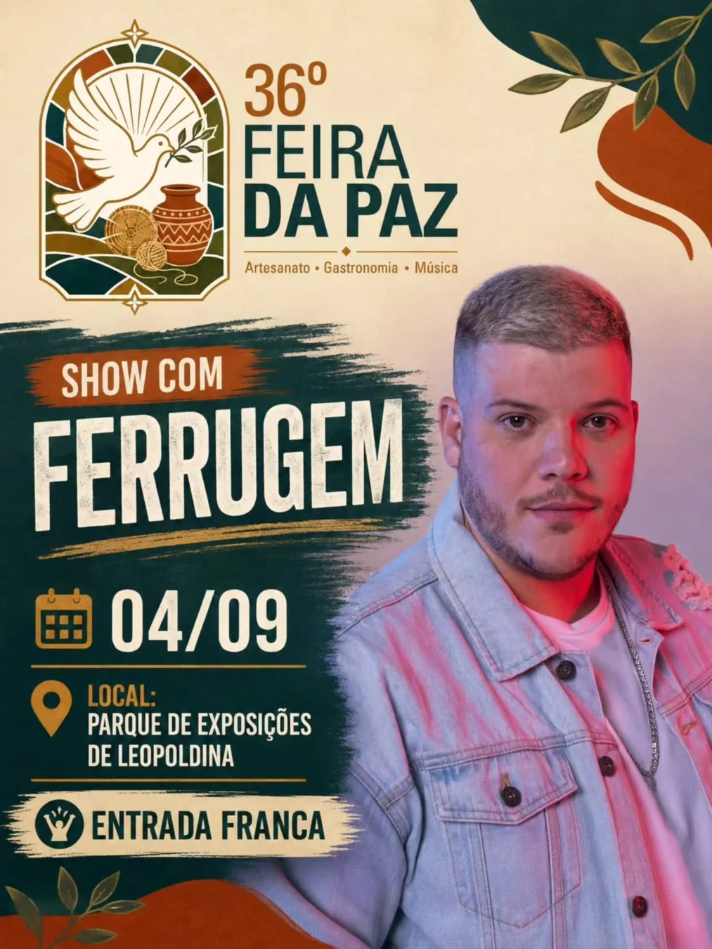 Ferrugem na Feira da Paz 2026 em Leopoldina - Cartaz do show
