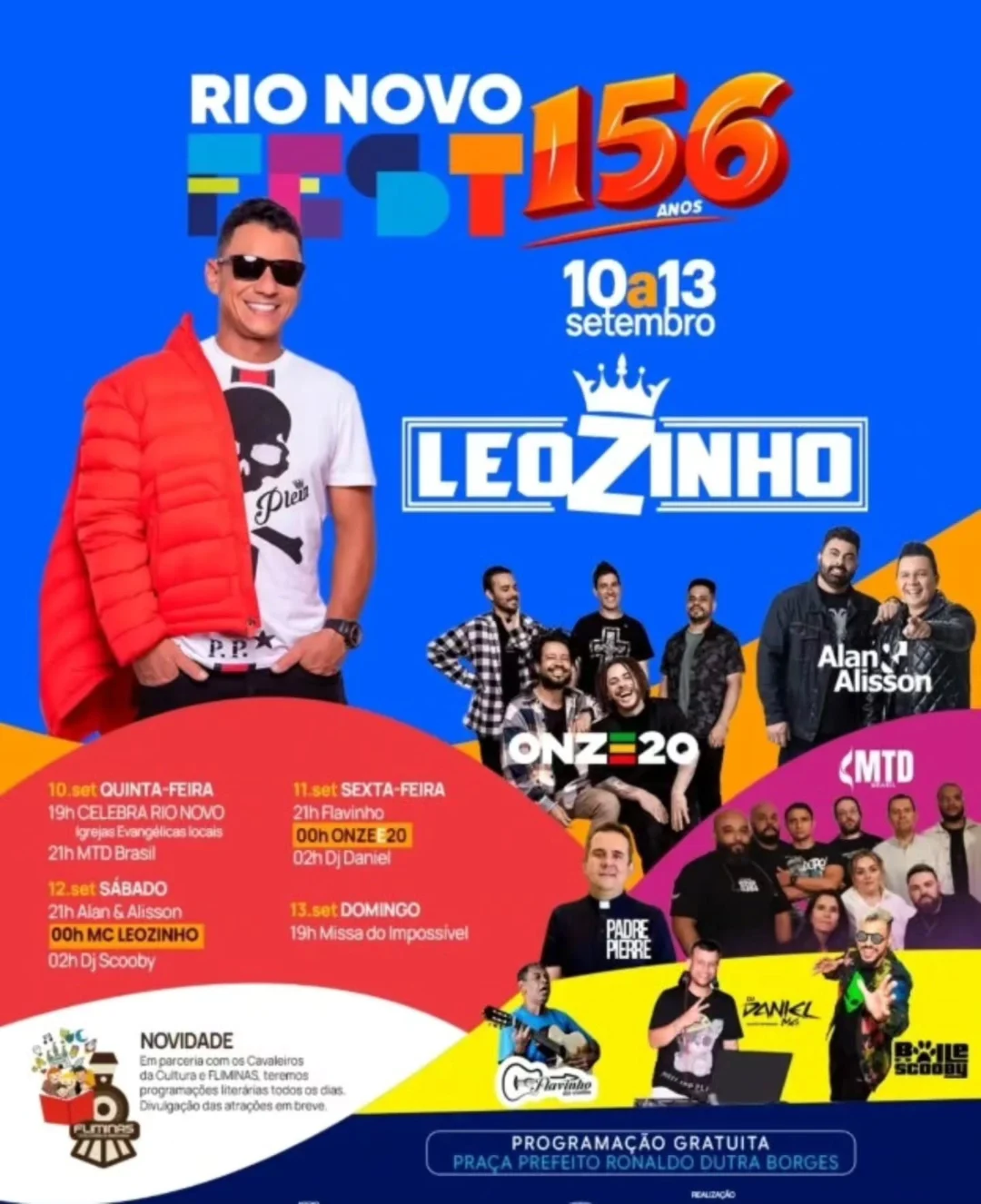 Festa Rio Novo 2026 - Cartaz comemorativo dos 156 anos da cidade