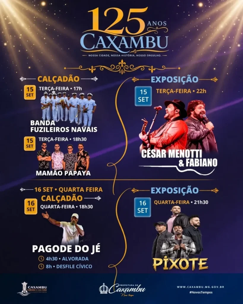 Festa de 125 Anos de Caxambu 2026: Shows