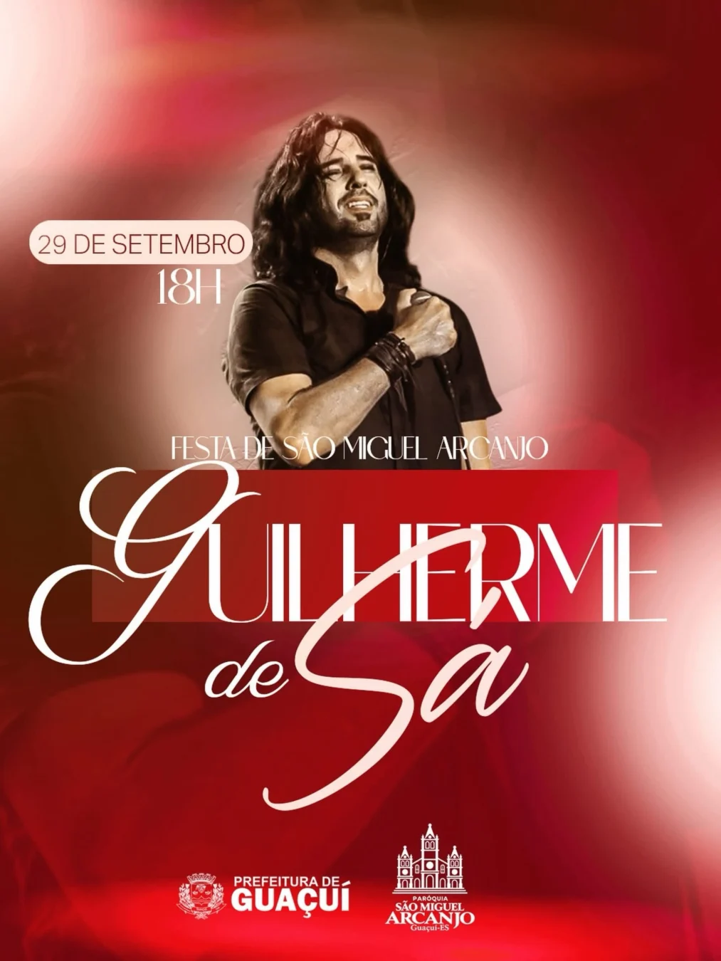 Festa de São Miguel Guaçuí 2026: Guilherme de Sá 1 Festa de São Miguel Guaçuí 2026 - Cartaz oficial com show de Guilherme de Sá