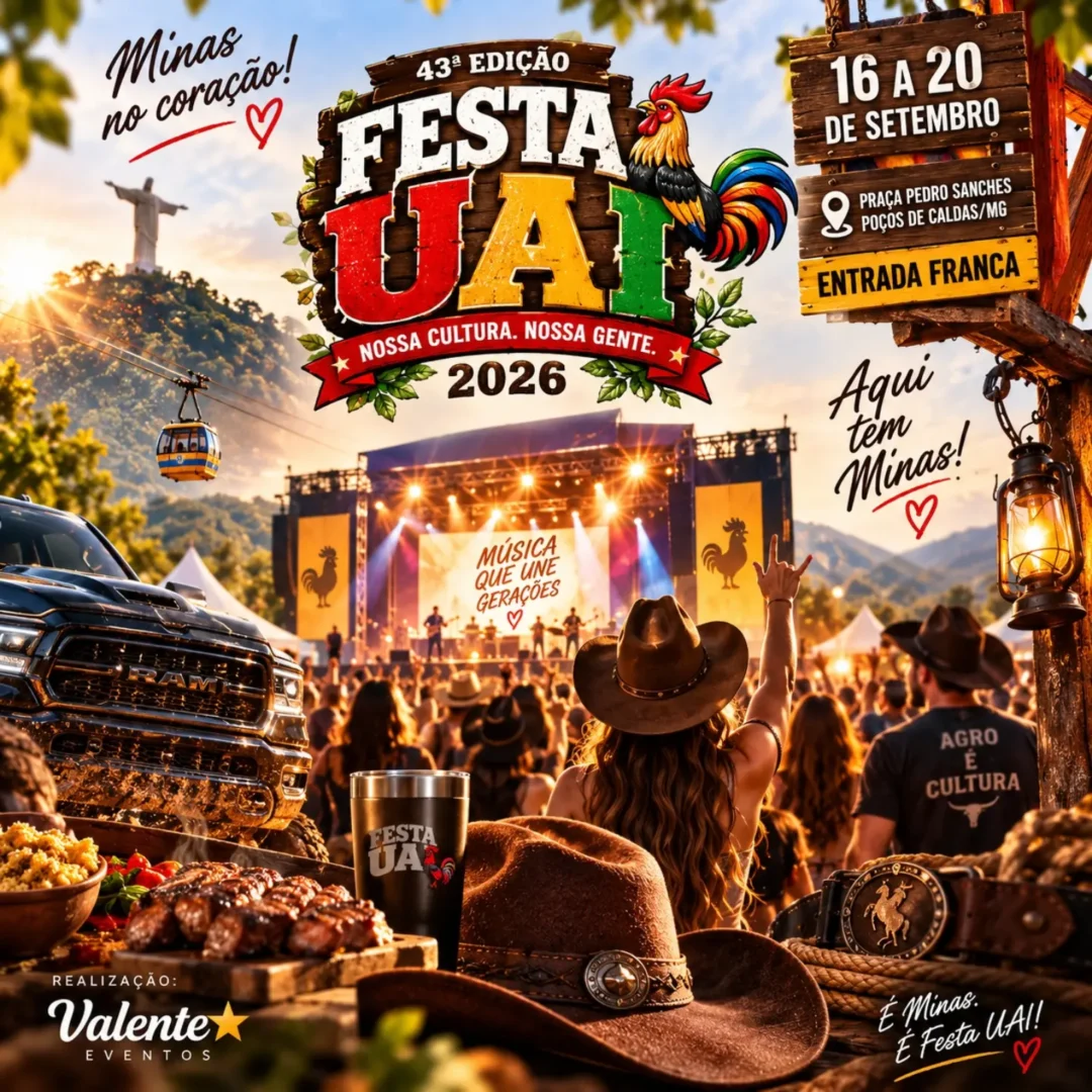 Festa UAI Poços de Caldas 2026: 5 Dias de Festival Sertanejo 1 Festa UAI Poços de Caldas 2026 - Cartaz oficial da festa em Poços de Caldas MG