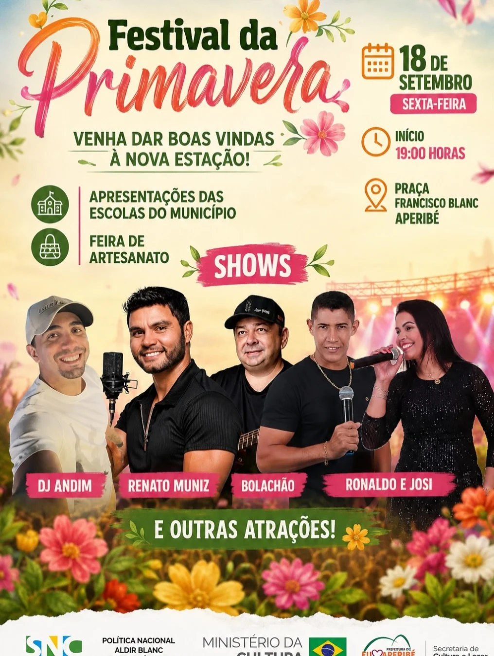 Festival da Primavera Aperibé 2026 - Cartaz oficial do evento cultural e musical