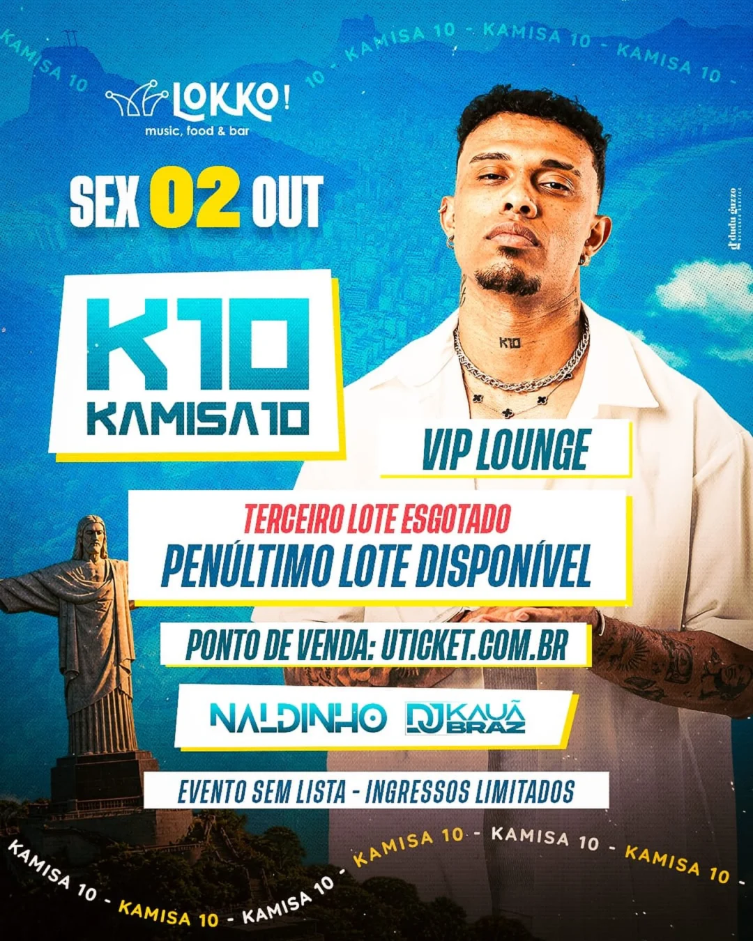 Kamisa 10 em Campos 2026: Show Completo de Pagode no LOKKO 1 Kamisa 10 em Campos 2026 - Cartaz oficial do show em Campos dos Goytacazes RJ
