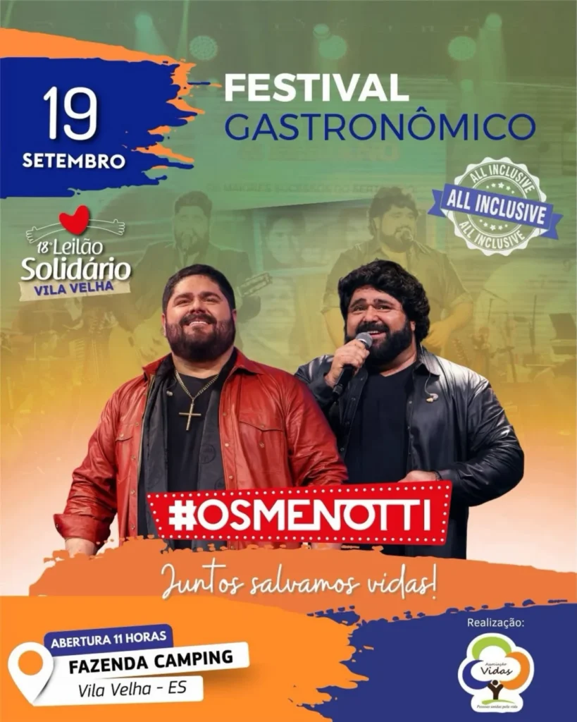 Leilão Solidário Vila Velha 2026: César Menotti & Fabiano