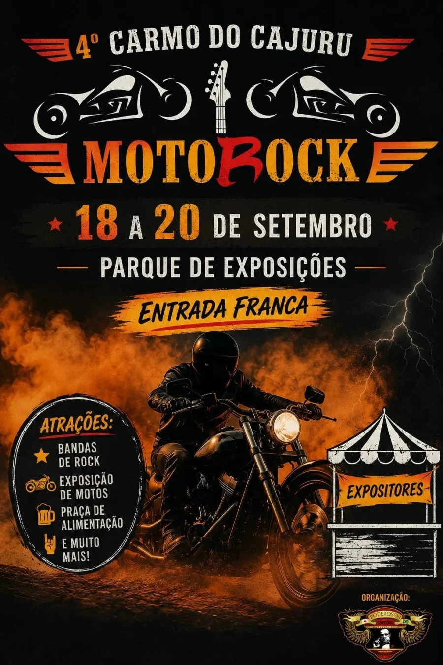 MotoRock Carmo do Cajuru 2026: 4ª Edição 1 MotoRock Carmo do Cajuru 2026 - Cartaz oficial do 4º Encontro Nacional de Motociclistas