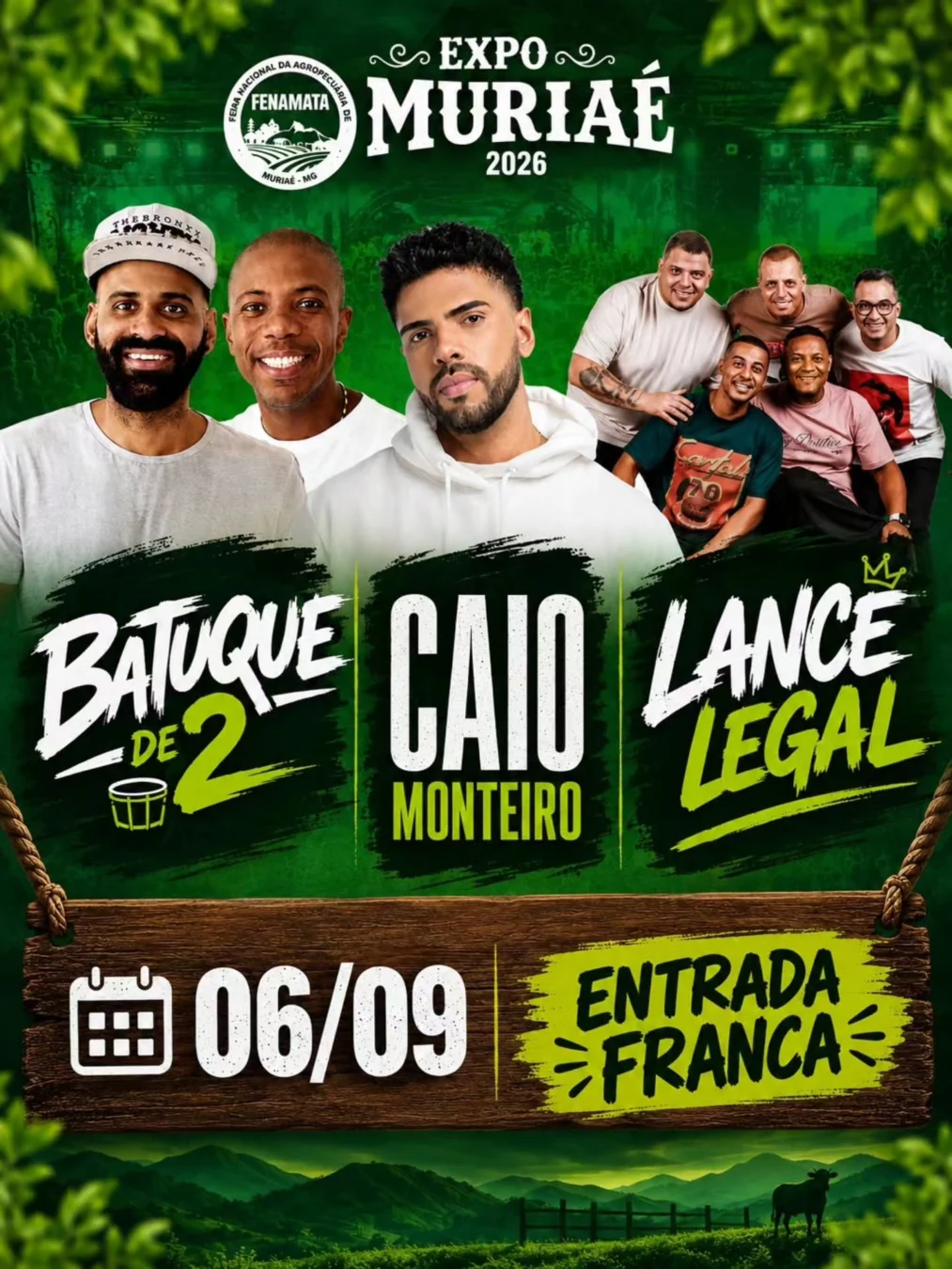 Roda de Samba na Expo Muriaé 2026 - Cartaz do evento em Muriaé