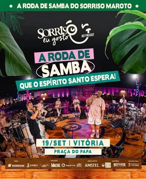 Sorriso Maroto Vitória 2026: Roda de Samba na Praça do Papa