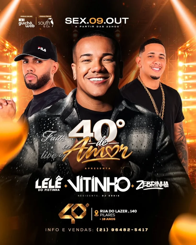 Histórico de Eventos 7 Vitinho na Boate 40 Graus 2026: Shows e Ingressos
